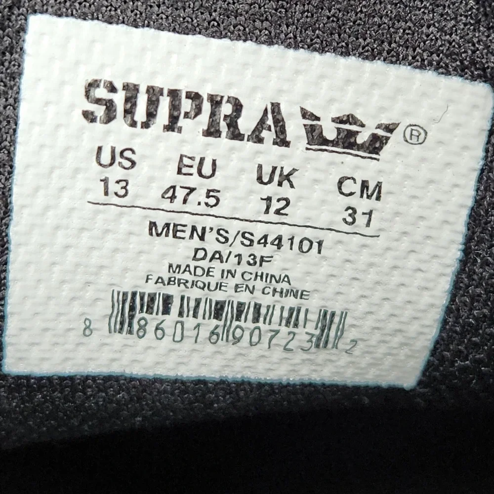 Supra Stacks Sneakers Mens 13 Gray Black Terry Kennedy Canvas Skate Sk8 Shoes‎